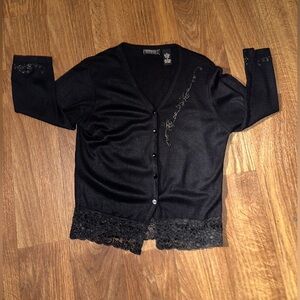 Dior Elegant Black Sweater with Lace Trim used good condition size M